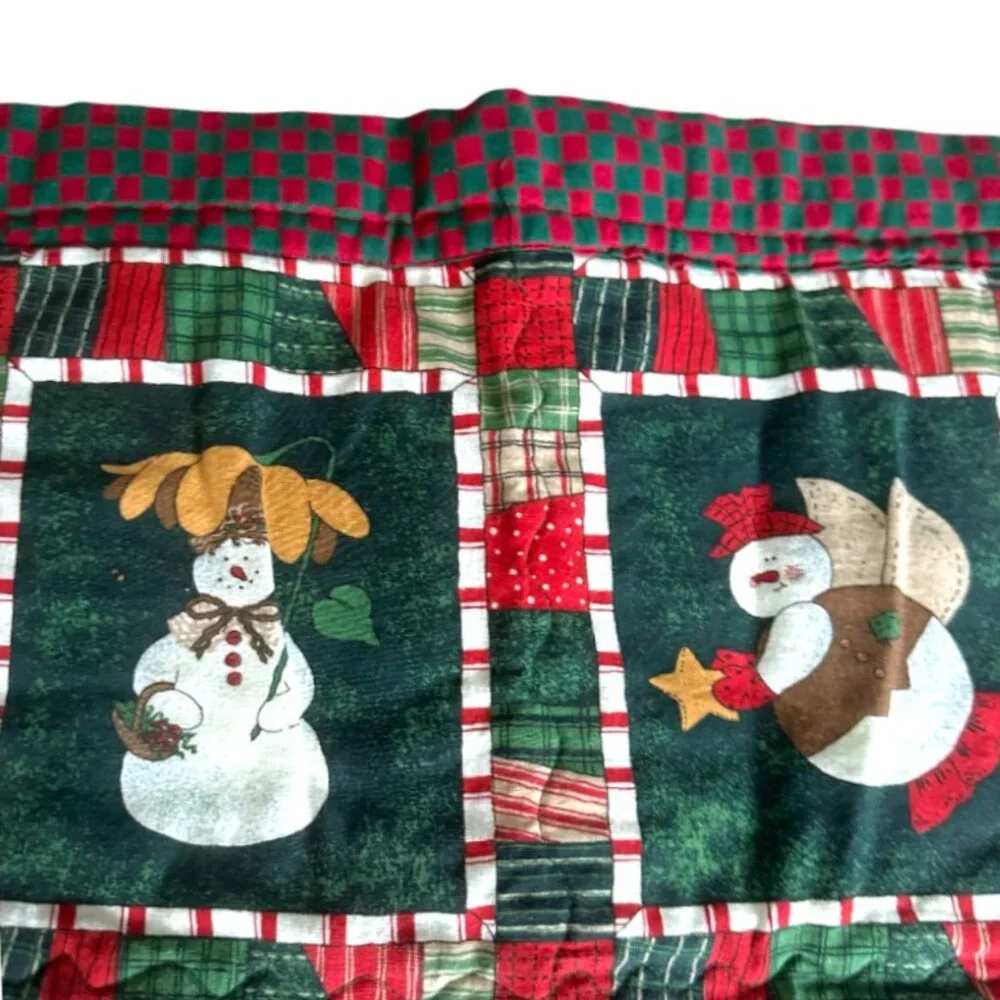 Vintage Handmade Christmas Snowman Appliqué Hanging Quilted Blanket Xmas Holiday